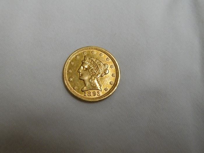 1893 Gold 2 1/2 Dollars