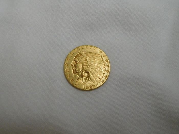 1927 Gold 2 1/2 Dollar Indian Head