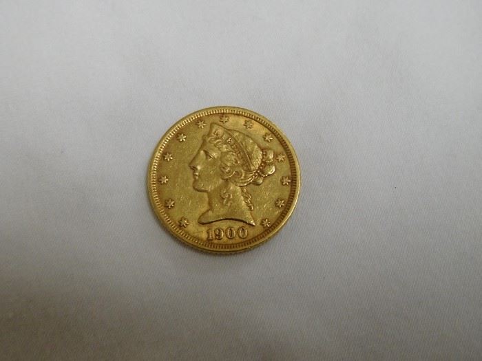 1900 Five Dollar Gold Half Eagle