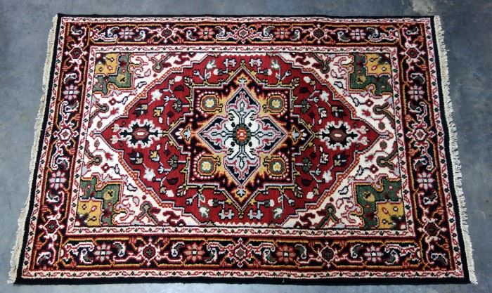 Heriz Serapi Authentic 100% Hand Knotted in Iran Persian Rug, 100% Wool, 100 Knots per Square Inch, Floral Medallion Design, 6'0" x 3'9"