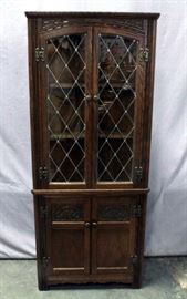 Wood Bros Old Charm Corner Cabinet, Made in England, 27"W x 66"H x 14.5"D