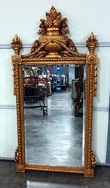 Ornate Gilded Wall Mirror with Beveled Glass, 30.5"W x 62.5"H