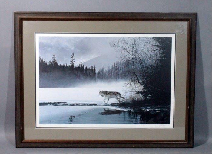 Ron Parker "Spring Mist" Gray Wolf Limited Edition Signed Print #510/950, Framed and Matted, 36" x 27.5"