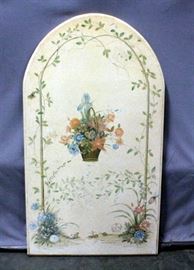 Large Decorative Hand Painted Wall Plaque, Great Decor for Sunroom / Garden Room! 31" x 56"