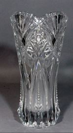 French Cut Crystal Vase, 12"T, Heavy