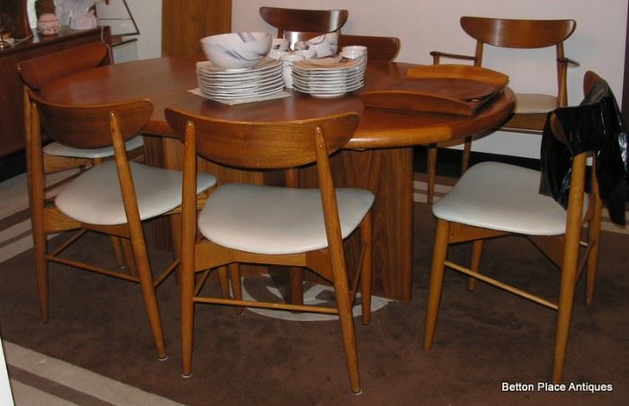 Danish Teak Starburst Ansager Dining Table/8 Chairs