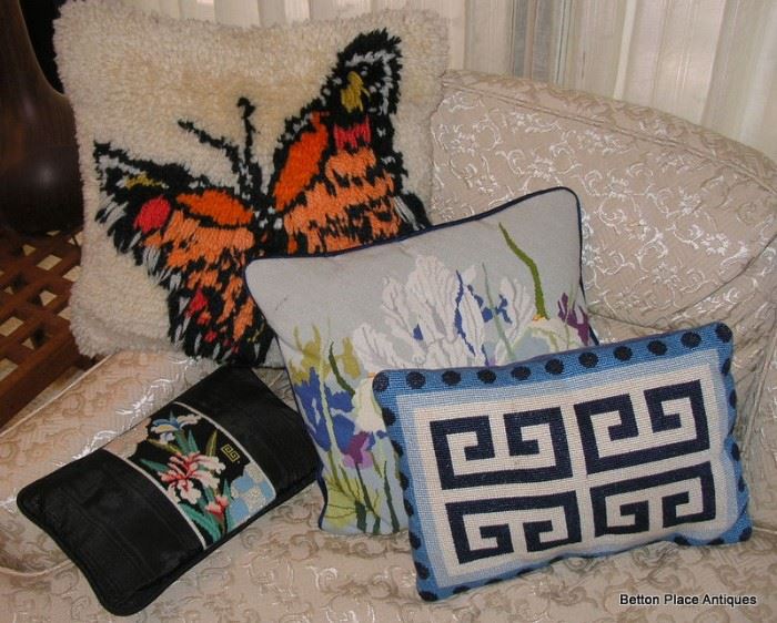 Needlepoint and Pulled Cushions
