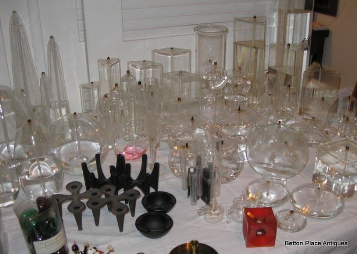Firelight Candles, Oil and Funnels, Dansk Metal Candle Holders also