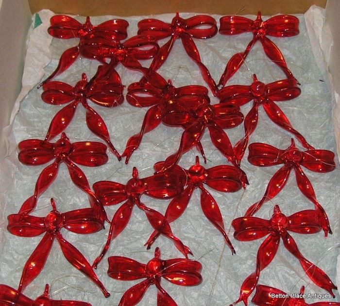 Handblown Glass red Bows