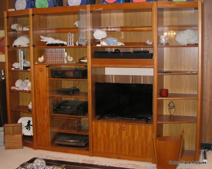 Danish Modern Unit, comes apart for moving. Stereo Equipment and Shells