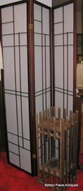 Japanese screen and wood Planter