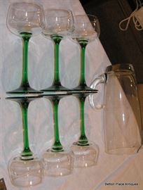 Green Glass stem glasses