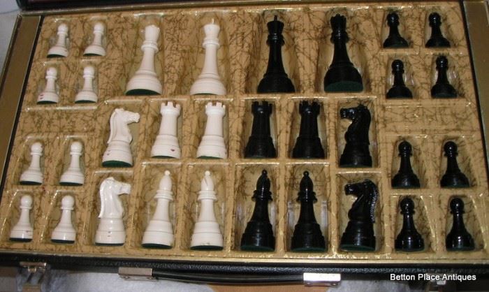 Closeup of Bone Men , part of the Chess set