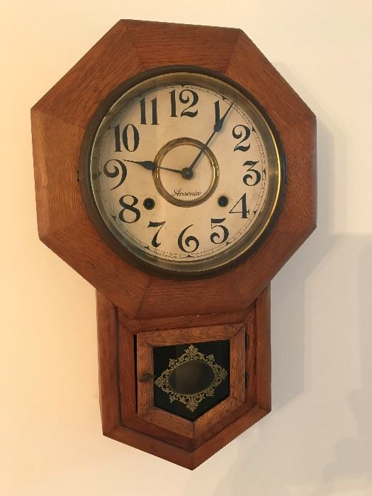 Antique Ansonia 8 Day Schoolhouse Wall Clock $ 120.00