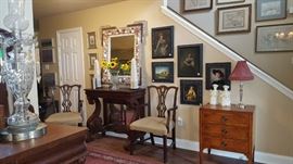 Petticoat Side-Table, Large Sea-shell Mirror, Pr. of English Side-chairs,
