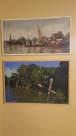 Jacques Soulas - "Bisso Tugboat Company", New Orleans Jacques Soulas - "Wooden Barge" (36X24)
