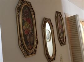 Another vintage decor group - 2 pictures & mirror
