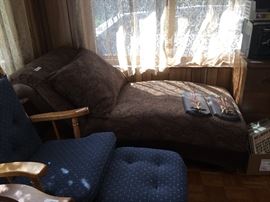 Chaise lounge in brown print - nice!
