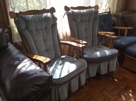 Matching blue oak rockers