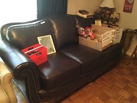 Nailhead leather sofa
