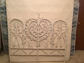 Full bed and wicker headboard