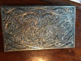 Solid Silver Cigarette Case with Pheonix design. Probably German
