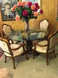 Glass Table with Four Chairs