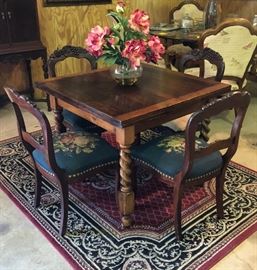 English Table / Needlepoint Chairs