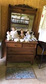 Oak Dresser / Vintage Dolls