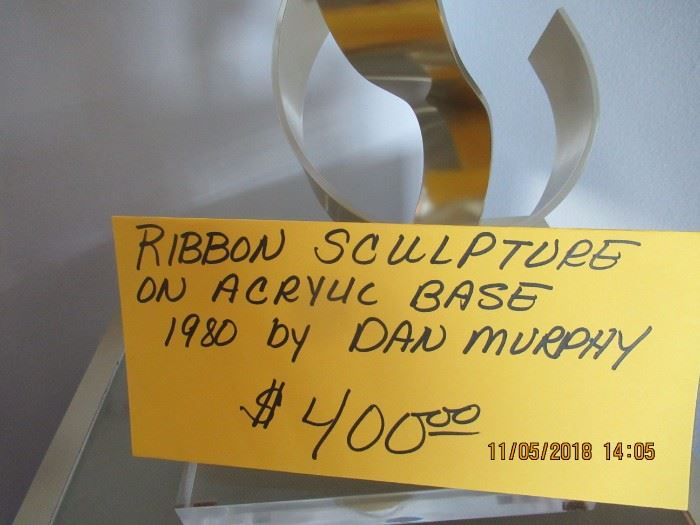 BUY IT NOW,   $400.00 "ribbon sculpture on acrylic base dated 1980 by Dan Murphy