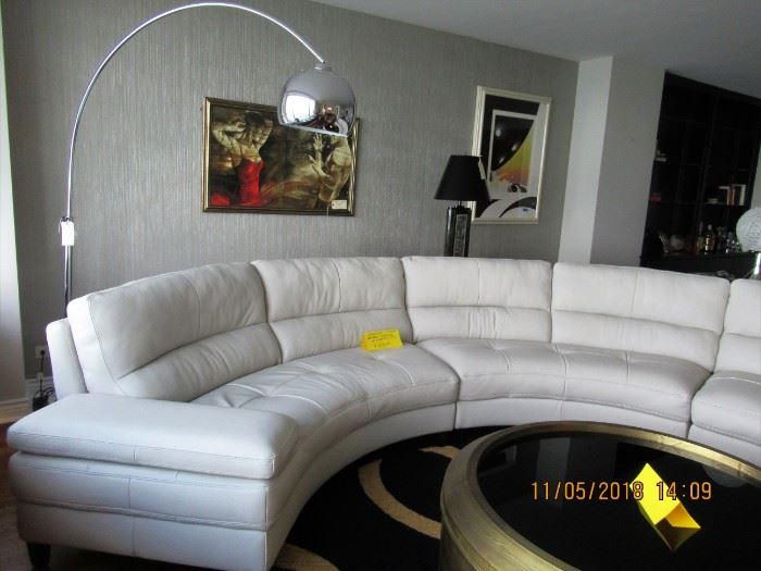 BUY IT NOW,   FRANCHESCA, 3  PIECE LEATHER SECTIONAL, IN A SOFT WHITE COLOR, 161 X 25 X 35  $2900.00