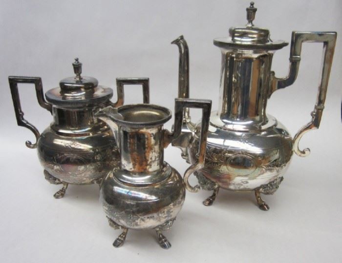 Meridian Aesthetic movement three piece silver plated tea set