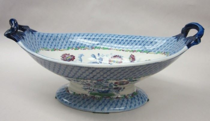 Copeland Spode centerpiece footed bowl with handles. 14.75" wide including handles. Two flaws on rim