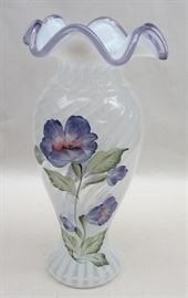 Fenton painted glass vase