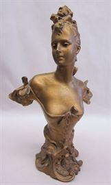 Turn of the century French metal bust of a woman