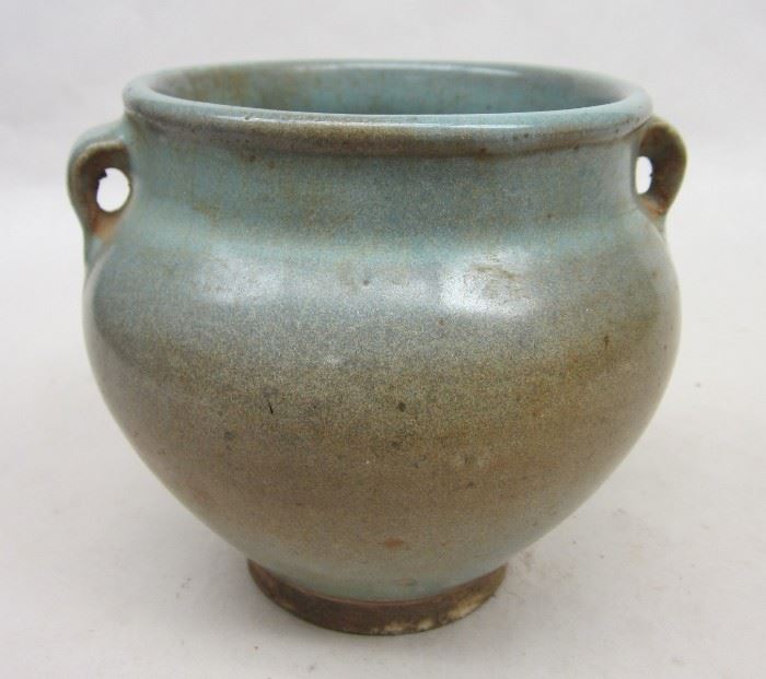 Chinese Jun ware handled small pot