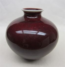 Chinese oxblood red pottery vase