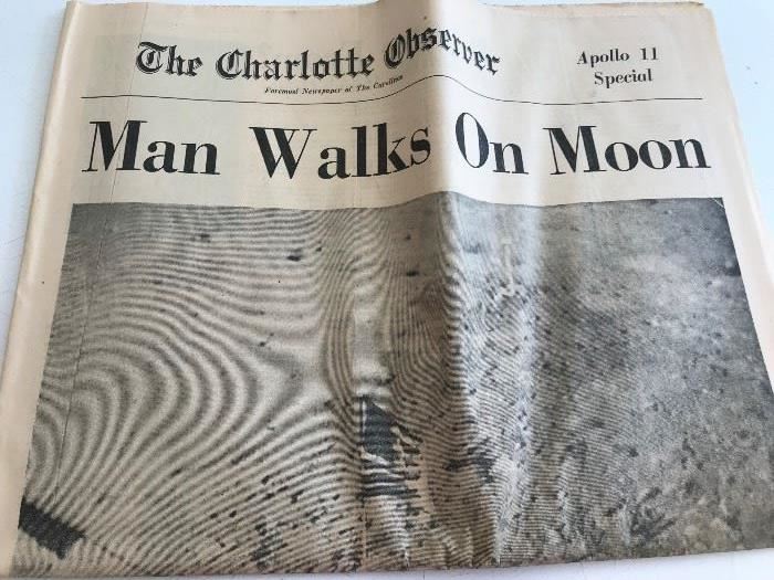 MAN WALKS ON THE MOON NEWSPAPER