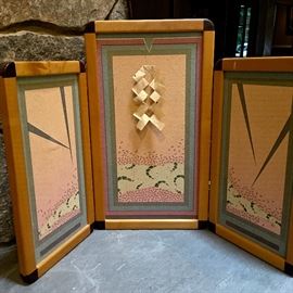 Grace Kraft, framed silk screen, silk and wood, 1981