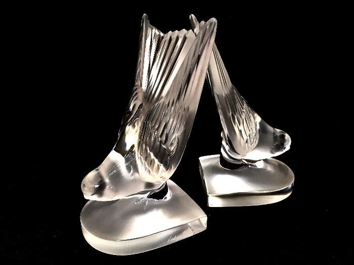 Lalique Swallows bookends