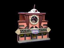 Frank Heller, "Soda Shop," clock sculpture, wood, 1985
