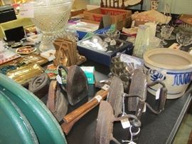 Salt Glaze Pottery, Antique Irons