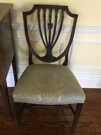 1785 antique English HEPPLEWHITE  side chairs mahogany legs with documentation purchased $1700 selling for $900 each