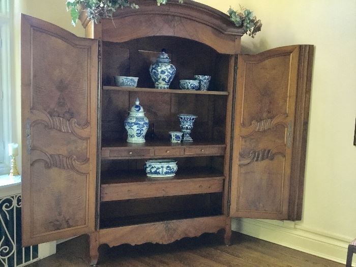 Absolutely gorgeous large shelved, lighted  armoire French Grenoble Armoire Mike Bell price was $12,000 selling for $5500