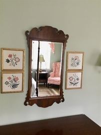 Antique carved mahogany mirror $400
