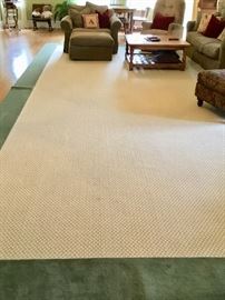 Lewis custom wool carpet $1500  24 x 13.9 “Helios trellis with solid green boarder