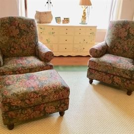 ROOM AND BOARD comfy WEMBLEY chairs and ottoman       Chair$385 each ottoman $60