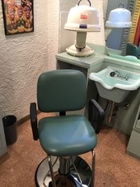 Very cool hair salon chair and hair dryer    $400. Dryer $95