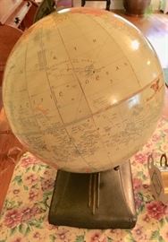 Cool midcentury globe on metal embossed base $200