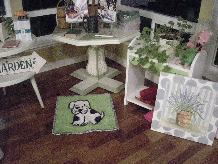 Small tables, rug, bookcase, misc.